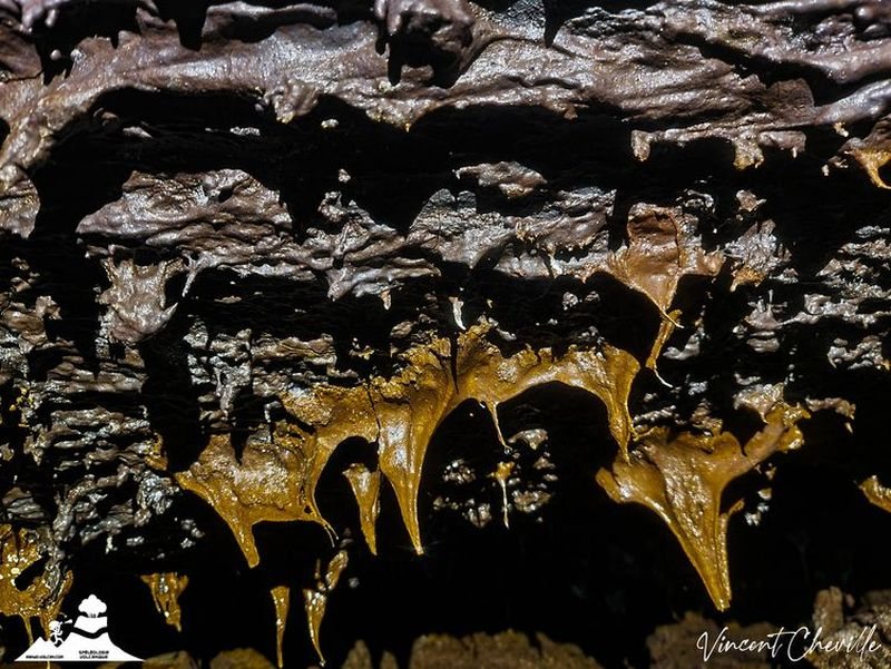 Stalactites dans un tunnel de lave